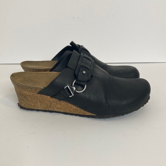 Birkenstock Papillio Clogs Womens 6 Black Wedge Mule Comfy Shoes - Picture 1 of 13